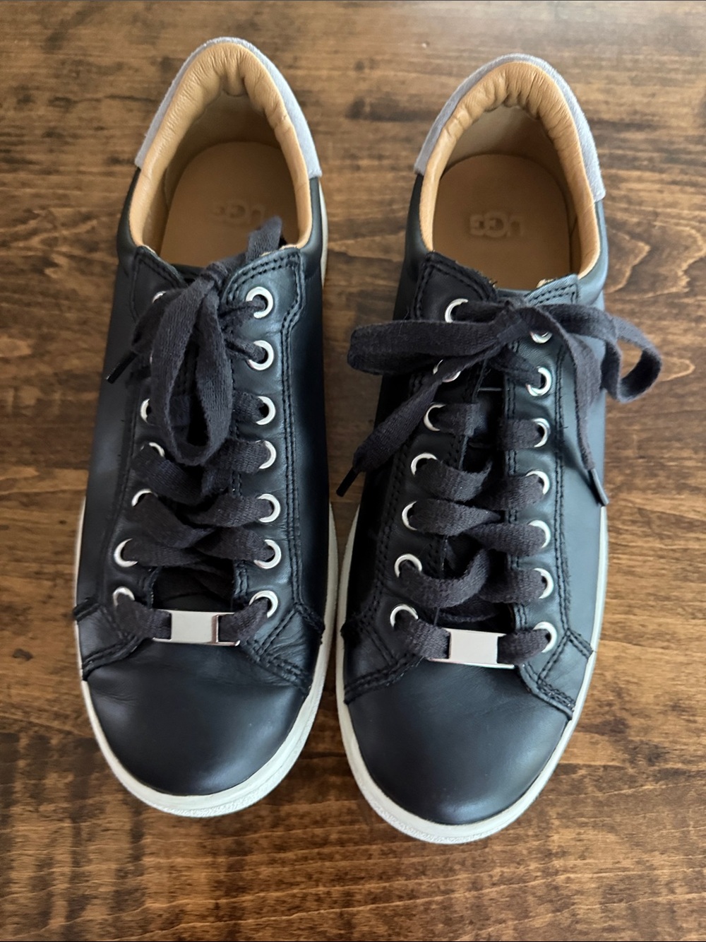 Ugg Women's Black Leather Milo Sneakers Size 10